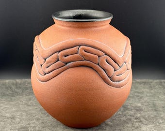 Vintage D. Winchell Handmade Pottery Ceramic Vase Southwestern Style Terracotta