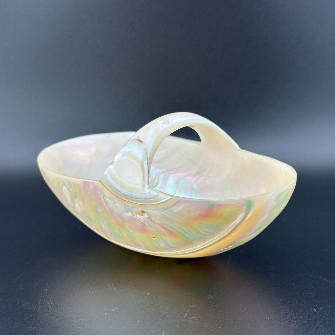 thumbnail image 2 of Vintage Abalone Shell Bowl & Spoon Set – Mother Of Pearl, 2-Piece, Handmade In Thailand 2 of 6