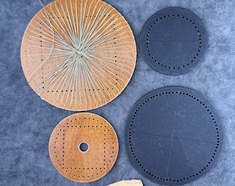 Lot of 4 Vintage Polka Spider Web Wood Discs K&K Products Chicago Sun Lace +2