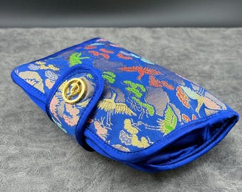 Baby Phat Oriental Blue Purse Slippers Size S (5-6) Sleeping Mask Travel Set VTG