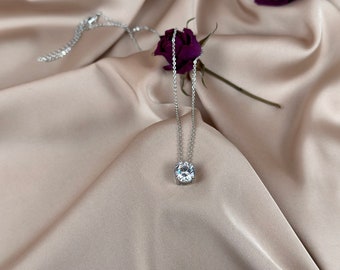 Silver Necklace and Earrings set, Cubic Zirconia, Perfect gift for her