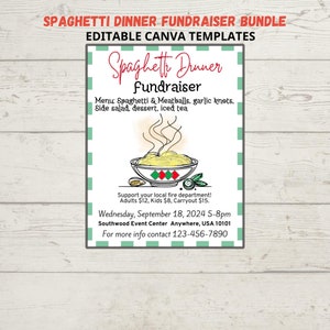 Spaghetti Dinner Fundraiser Bündel | Ticket Vorlage | Pasta Dinner Night | Benefiz-Spendenaktion | PTO PTA Ereignis |  Bearbeitbare Leinwand