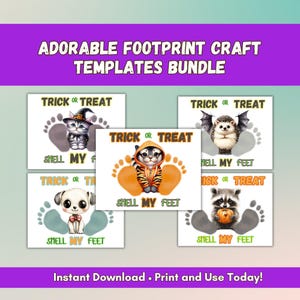 Halloween Footprint Art Bundle: 5 Animal Designs (Digital Download)