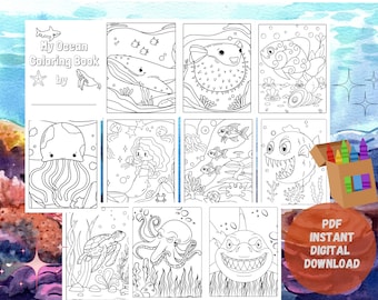Summer Sea Creatures Coloring Book: Bold, Easy Pages (Printable PDF