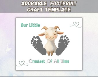 GOAT Footprint Keepsake (PDF Digital Download) • “Our Little Greatest Of All Time”, Baby Footprint Gift for Grandparents, Baby Shower Gift