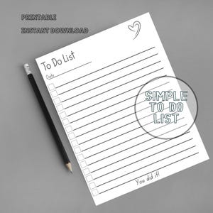 Minimalistische To Do Liste zum Ausdrucken: Einfache Aufgabenliste (PDF, US Letter, A4)