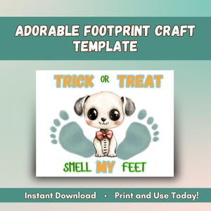 Halloween Footprint Art: Trick or Treat Puppy Craft (Printable Template, PDF Download)