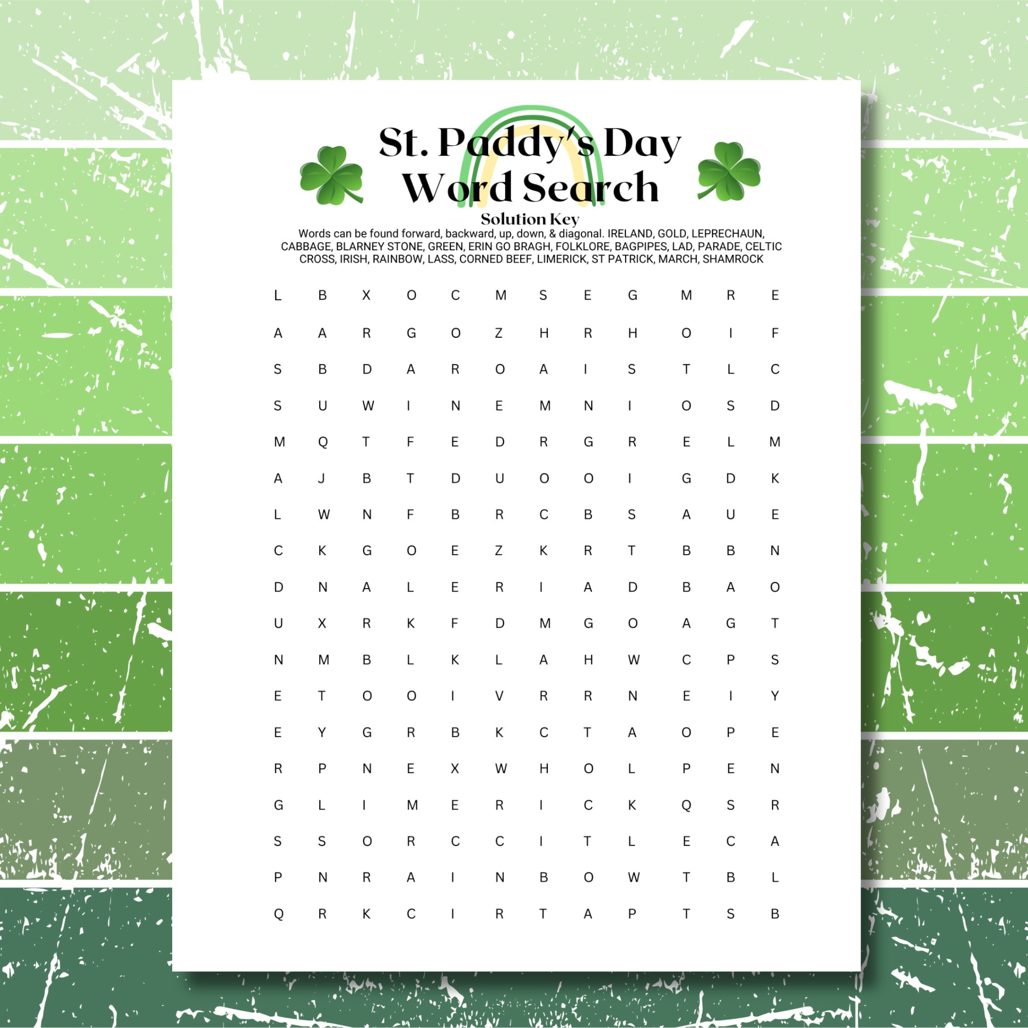 Printable St. Patrick's Day Word Search - Etsy