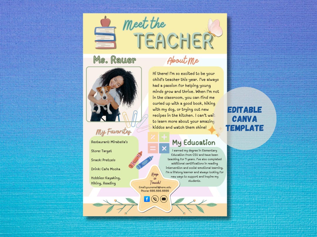 Meet the Teacher Canva Template, Back to School, Open House, Boho Soft ...