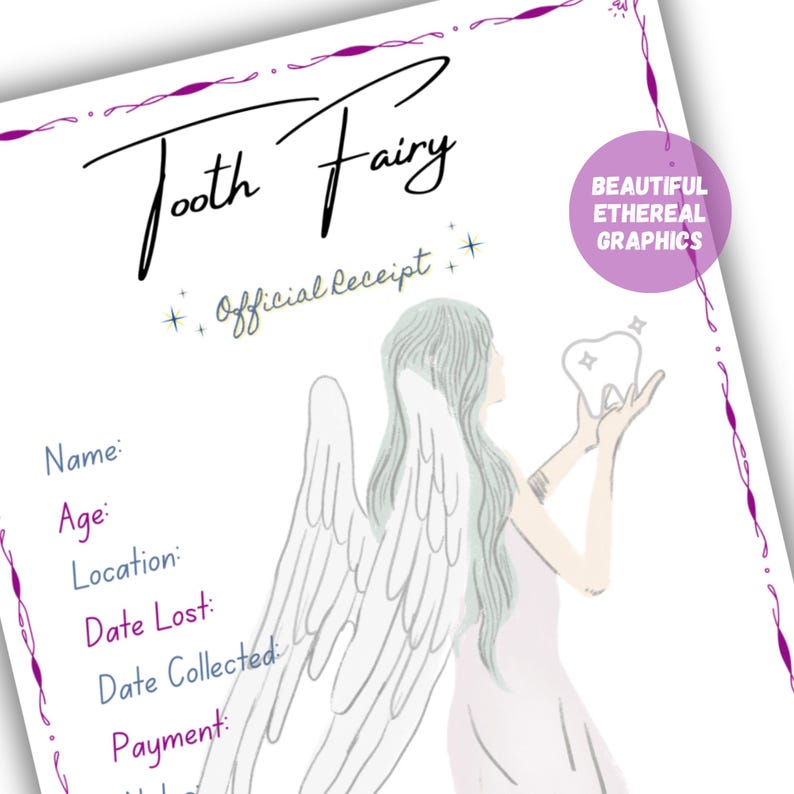 Tooth In Script Tooth Fairy Letter, Certificate, Printable Receipt, Editable Canva ...