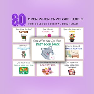Open When Envelope Labels for College Students College Students Care Package 80 Open When Labels, Includes Editable Open When Canva Template