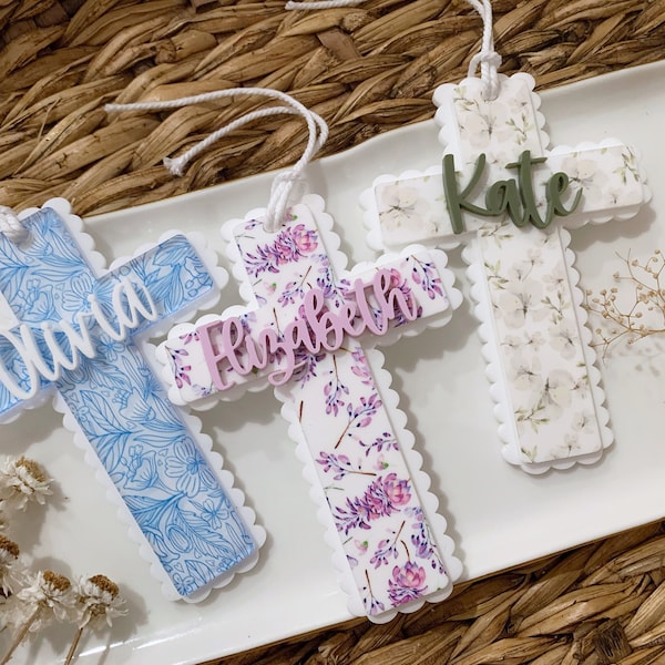 Easter Basket Tag, Personalized  Cross Tag, Religious, Baptism Gift