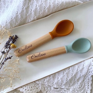 Personalized silicone baby spoons, forks