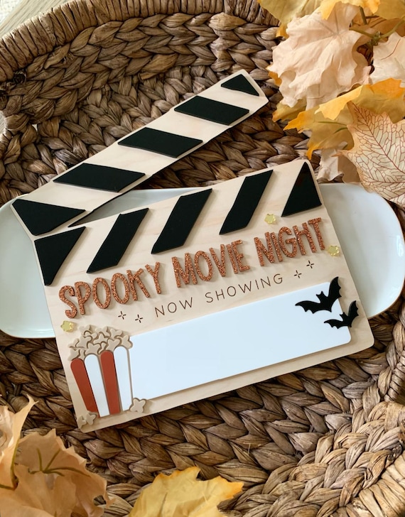 Halloween spooky movie night dry erase board, halloween tradition movie sign