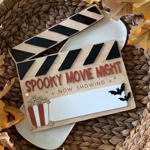 Halloween spooky movie night dry erase board, halloween tradition movie sign image 2
