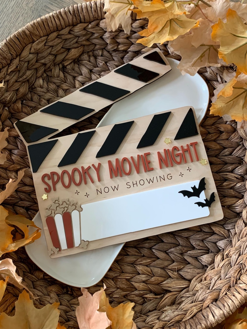 Halloween spooky movie night dry erase board, halloween tradition movie sign image 2