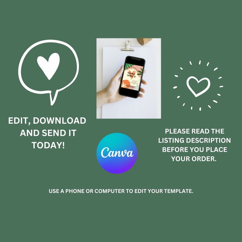 Birthday Template Invitation, Canva, Unique Design Editable Invitation