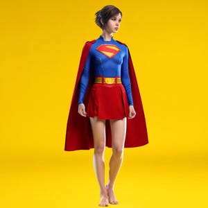 Zentai Suit Cosplay Jumpsuit for Women – Supergirls Bodysuit Cosplay Costumes with Cloak