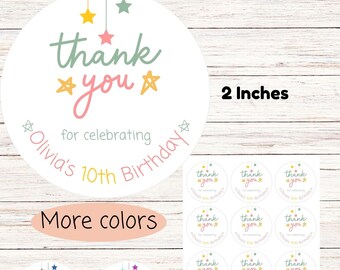 Personalized Birthday Sticker, Goody Bag Stickers, Thank you Stickers for Kids Birthday, Kids Birthday Stickers