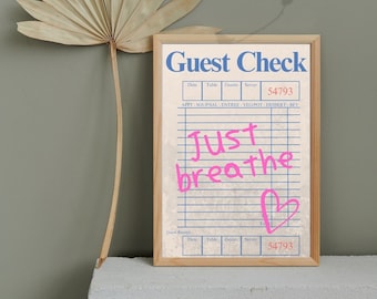 Custom Guest Check Print, Guest Check Wall Art, Trendy Wall Art, Guest Check Poster, Retro Poster, Preppy Prints, Bar Cart Art