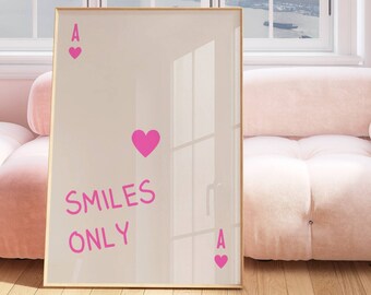 Pink Playing Cards Print, Bar Cart Print, Bar Cart Art, Retro Poster, Trendy Wall Art, Preppy Prints, Playing Cards Art, Bar Cart Wall Art