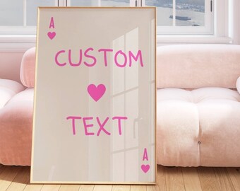 Custom Pink Playing Cards Print, Bar Cart Print, Bar Cart Art, Retro Poster, Trendy Wall Art, Preppy Prints, Playing Cards Art