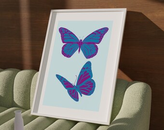Pink Butterfly Print, Bar Cart Print, Bar Cart Art, Retro Poster, Trendy Wall Art, Preppy Prints, Playing Cards Art, Bar Cart Wall Art