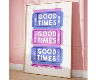 good times ticket poster retro print bar cart print bar cart art retro poster trendy wall art preppy prints college apartment decor dopamine