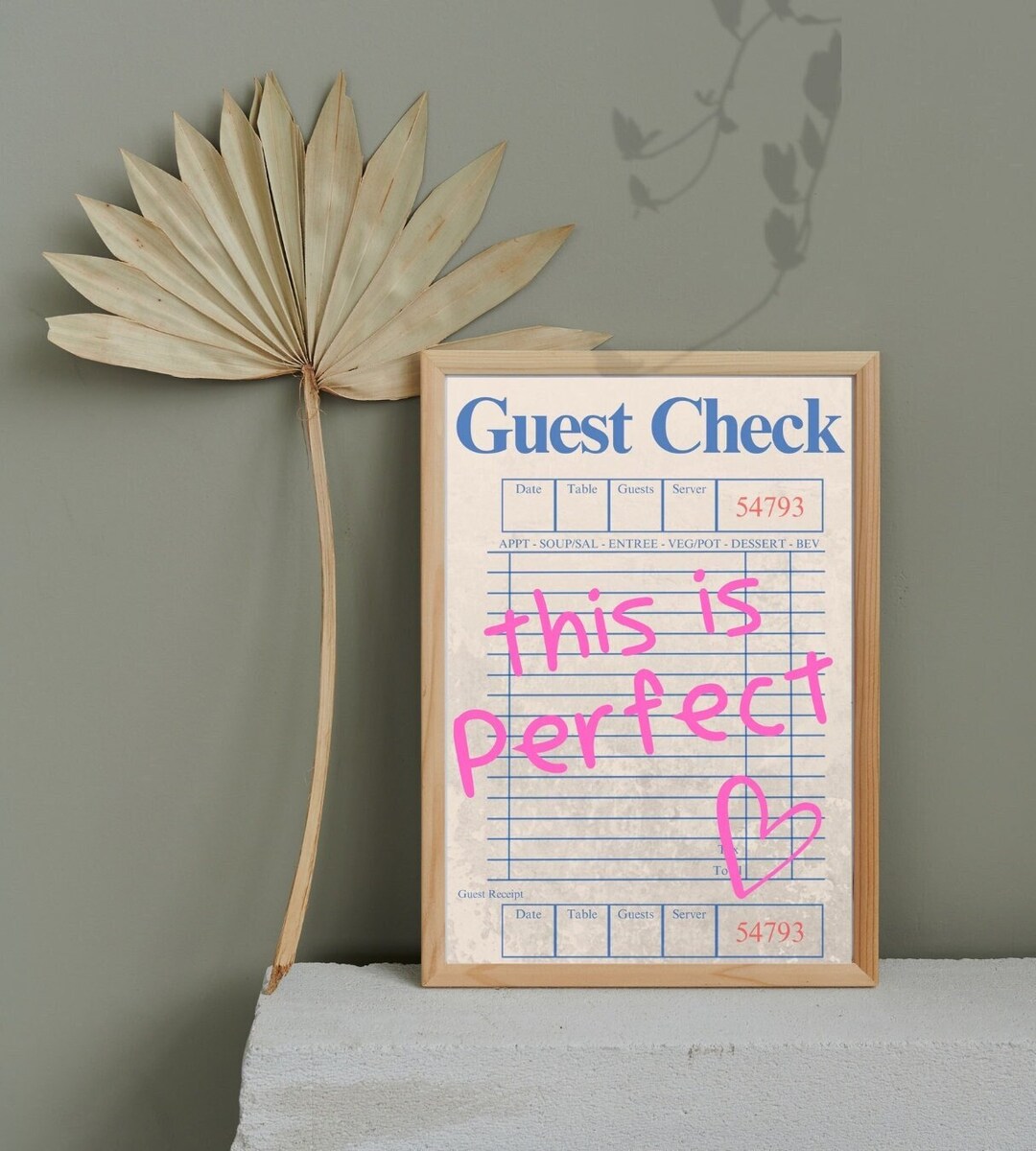 Custom Guest Check Print Guest Check Wall Art Trendy Wall Etsy