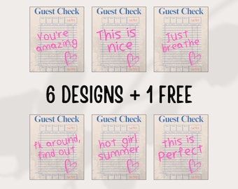 Custom Guest Check Print, Guest Check Wall Art, Trendy Wall Art, Guest Check Poster, Retro Poster, Preppy Prints, Bar Cart Art