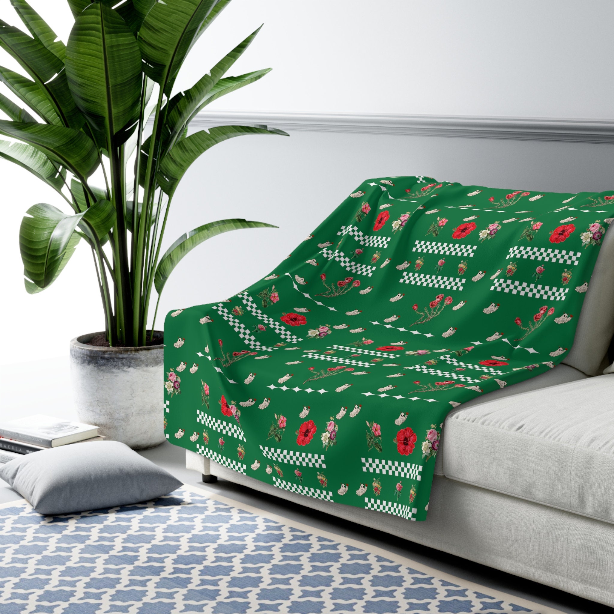 Valentine Sherpa Fleece Blanket,flower Blanket, Gift for Mom and Dad