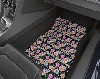 Pink Roses pattern Car Mats(Set of 4)Elegant Floral Car Decal,Birthday Gift For Mom,Mother's Day Gift,Father's Day Gift,Wedding Annivesary