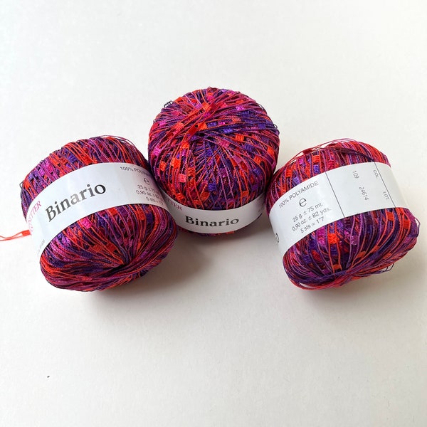 Trendsetter Binario Ladder Ribbon Yarn | Discontinued Yarn | 109 purple/pink/orange