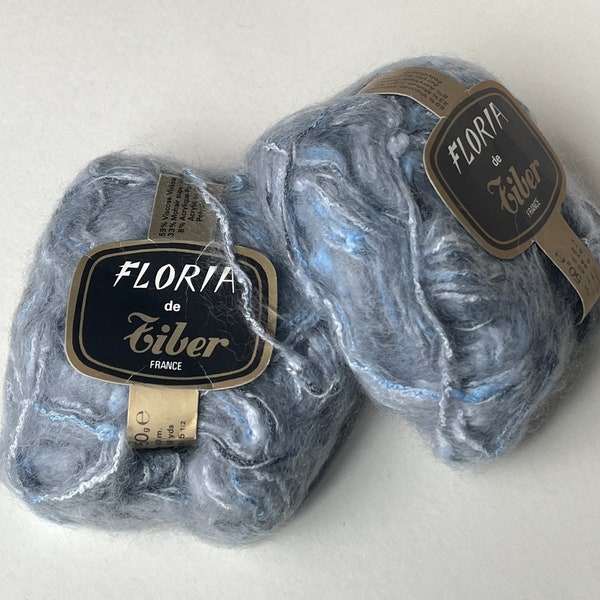 Tiber FLORIA Mohair Blend Yarn | Discontinued | gray and blue