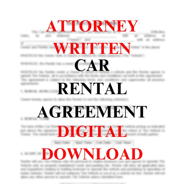 Car Rental Agreement Etsy