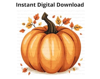 Fall Pumpkin PNG: Thanksgiving Clipart, Autumn Sublimation (Digital Download)