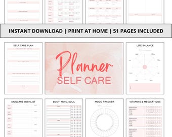 51-Page Self-Care Planner | Wellness & Routine Tracker | Skincare, Mindfulness, Fitness, Daily Journal Printable PDF