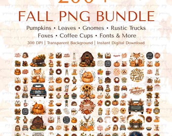 Fall PNG Bundle | Pumpkins, Gnomes, Rustic Trucks (Digital Download)