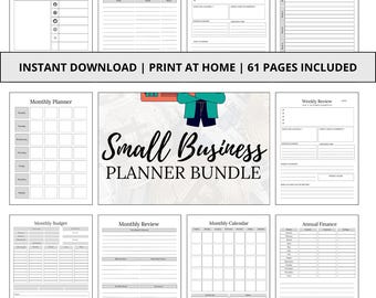 61-Page Business Planner | Printable Small Business Organizer | Budget, Finance, Product & Marketing Tracker Bundle | PDF