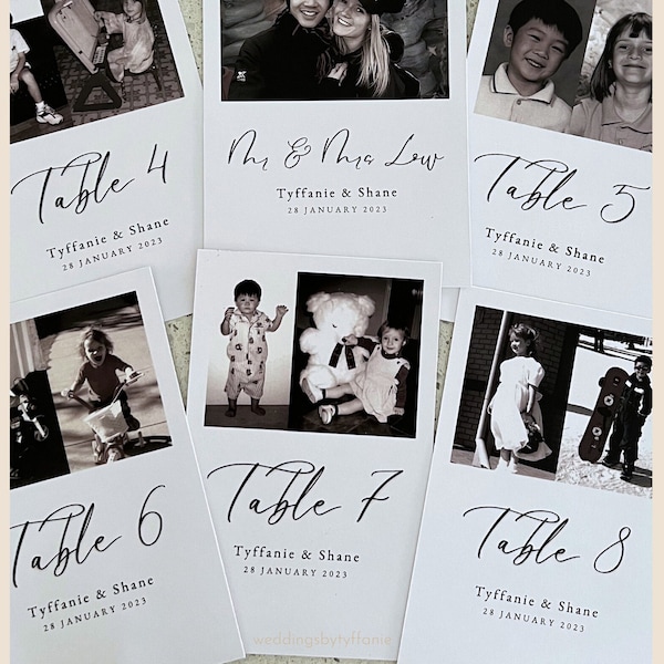 Wedding Table Picture Numbers Template Baby Photo Table Numbers DIY Modern Picture Table Numbers Customisable Canva Template 5x7 or 4 x6
