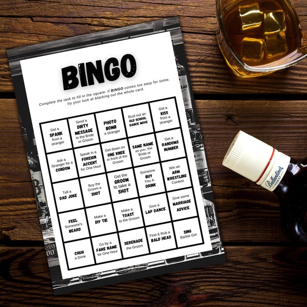 Bachelor Party, Bucks Party Accessories, Boys Night Bingo Template, Stag Party, Game Night Out Dares, Personalised Stag Do Game, Groomsmen
