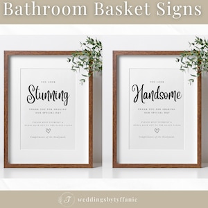 Amenity Basket Toiletries for Wedding Restroom Basket Sign Template Personalised Wedding Decorations Bathroom Basket Reception