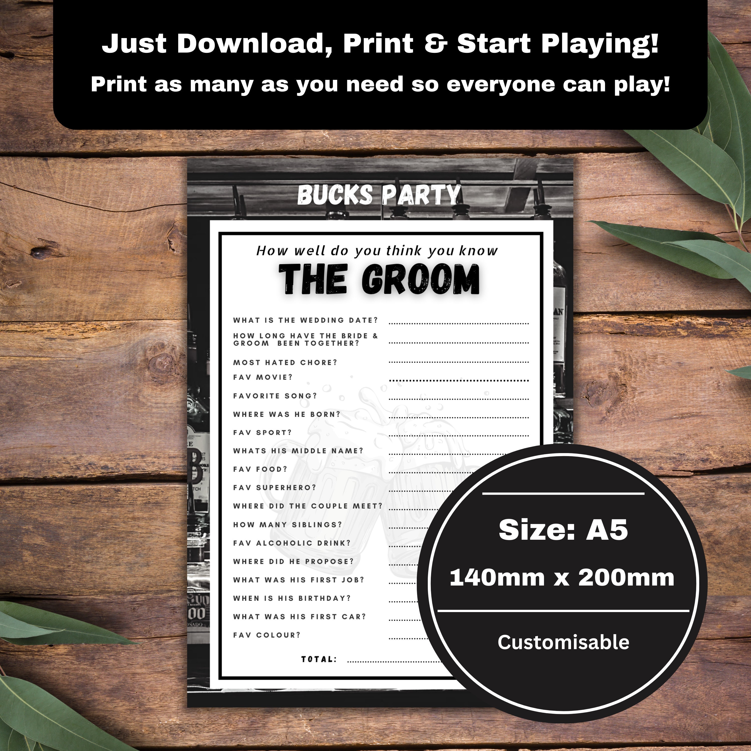 Bucks Party Games Scavenger Hunt, Bingo, Groom Quiz (printable) Etsy — free download