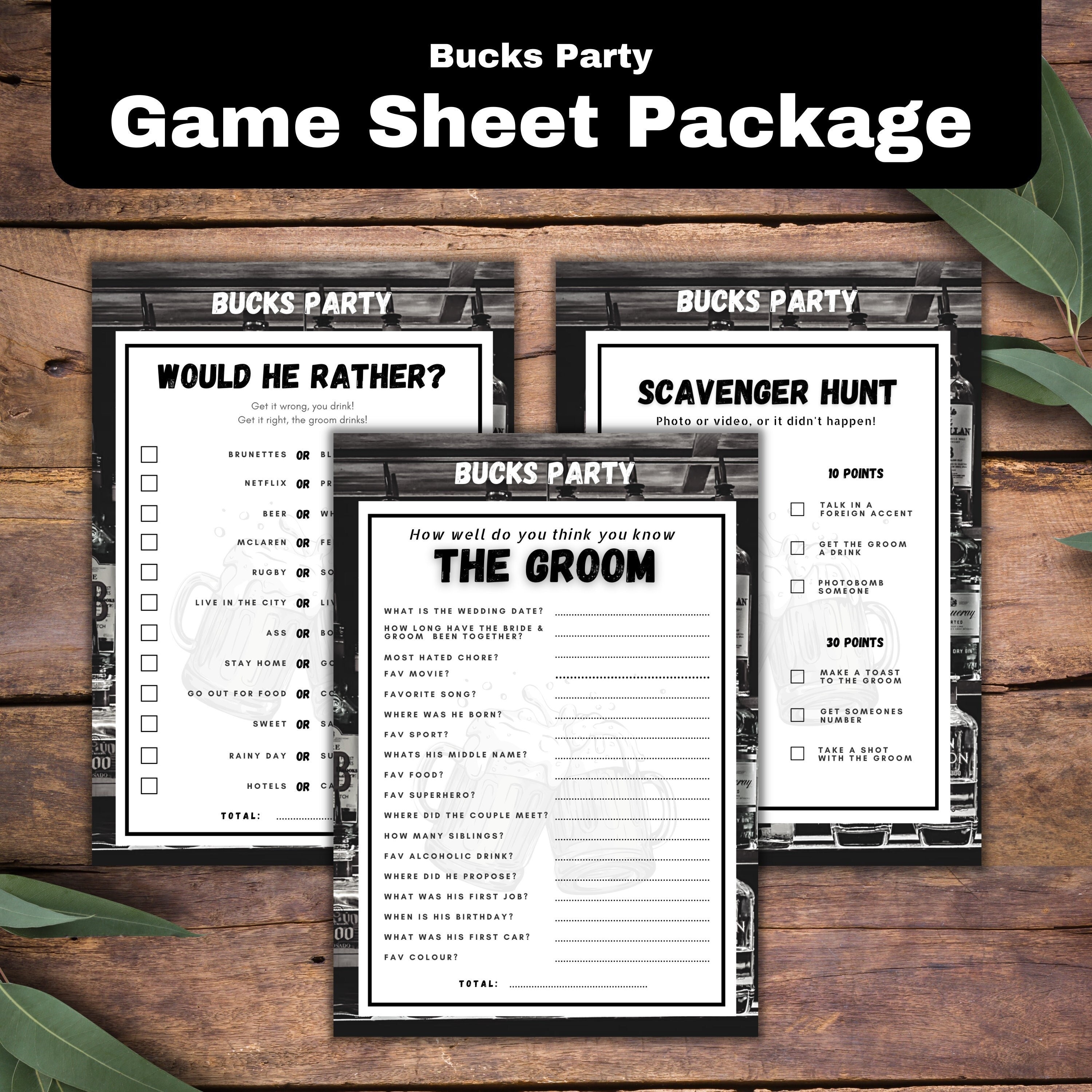 Games for Bachelor Party Groom Questionnaire Bucks Party Game Templates — free download