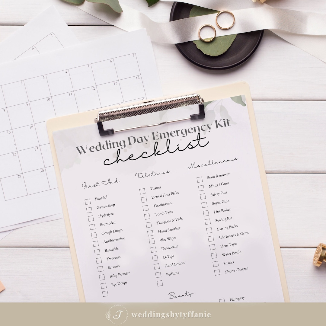 Wedding Emergency Kit Checklist Bride Survival Kit List Etsy