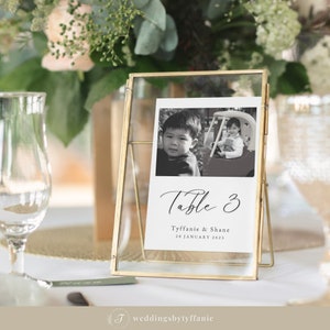 Décoration de table avec photo de bébé, numéros de table de mariage personnalisés, numéros de table avec photo personnalisés, modèles de mariage pour la réception