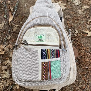 Handmade Hemp Sling Bag, Messenger Bag, Shoulder Bag from the Nepal Himalayas, Unique Design, Organic, Vegan materials, eco-friendly gift