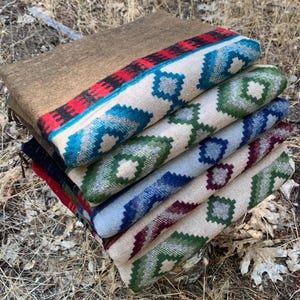 Himalaya Yak Wool Blanket Shawl  - Modern Tribal Design - Handmade in Kathmandu Valley Nepal - Beautiful Colorful Pattern