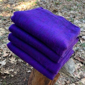 Himalayan Yak Wool Purple Blanket Shawl - Soft and Warm - Handmade in Kathmandu Valley Nepal - Deep Purple - Small and Large Size