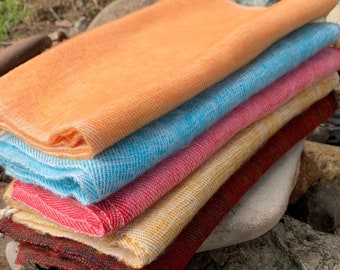 Handmade Wool Scarf All Season - Handknit in Kathmandu Valley Nepal - Spring Comfort Colors - Thin Soft Lightweight Warm Gift Everyday Scarf